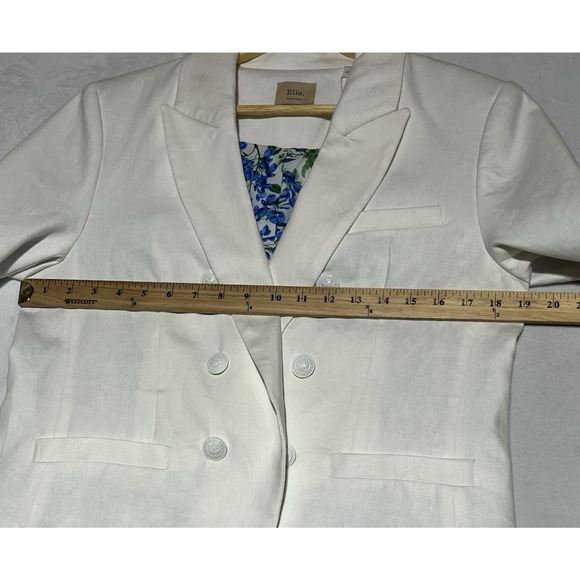 Elie Tahari Blazer Double Breasted Womens 8 White Linen Blend Open Career Office - Picture 9 of 15